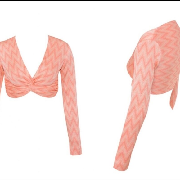 House Of CB Bertille Peach ZigZag Bandage Top - Picture 2 of 5